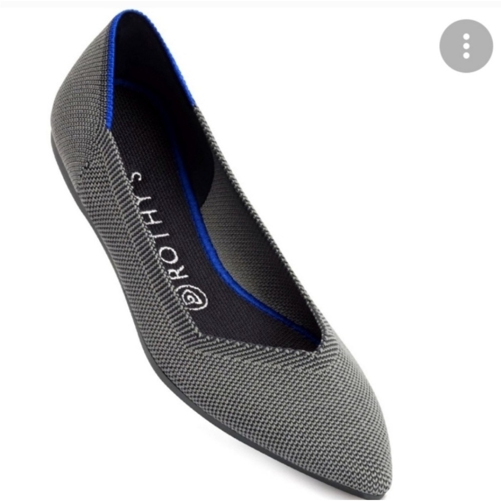 Rothy's Pointy Gray Black Flats 8.5